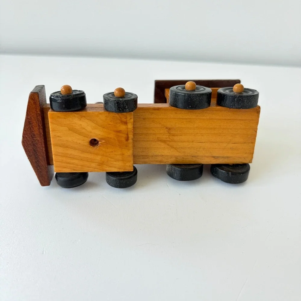 Pancho Hand Carved Wooden Locomotive Train Engine Toy Natural Two Tone Decor